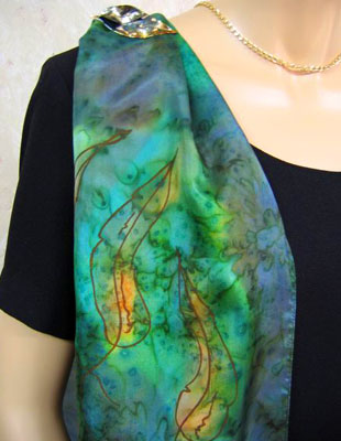 Long Silk Scarves with Australian Gum Leaf designs