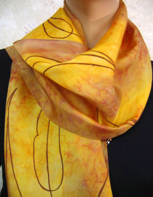 Long Silk Scarves with Australian Gum Leaf designs