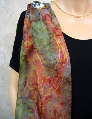 Long Silk Scarves with Australian Gum Leaf designs