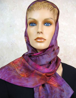 Long Silk Scarves with Australian Gum Leaf designs