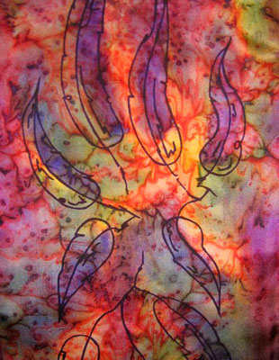 Long Silk Scarves with Australian Gum Leaf designs