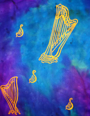 Long Silk Scarves painted over Harp designs