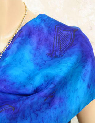 Long Silk Scarves painted over Harp designs