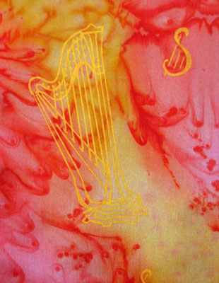Long Silk Scarves painted over Harp designs