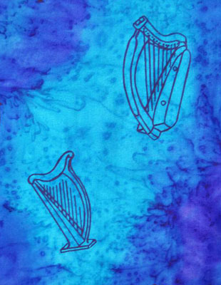 Long Silk Scarves painted over Harp designs