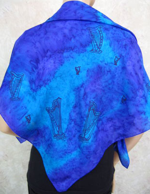 Square Silk Scarves painted over Harp designs