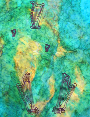 Square Silk Scarves painted over Harp designs