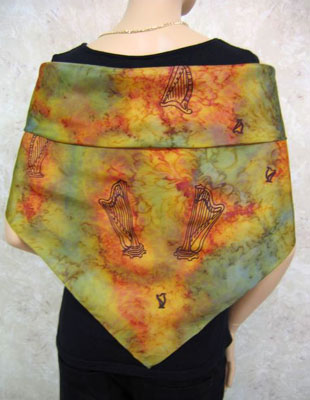 Square Silk Scarves painted over Harp designs