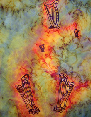 Square Silk Scarves painted over Harp designs
