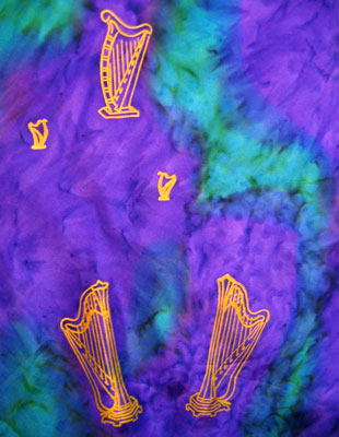 Square Silk Scarves painted over Harp designs
