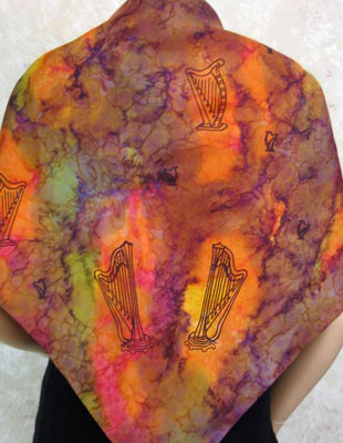 Square Silk Scarves painted over Harp designs