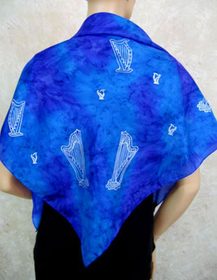 Square Silk Scarves painted over Harp designs