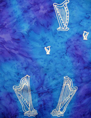 Square Silk Scarves painted over Harp designs