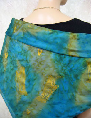 Square Silk Scarves painted over Harp designs