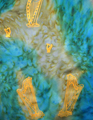Square Silk Scarves painted over Harp designs