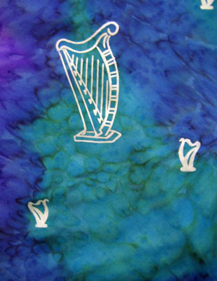Square Silk Scarves painted over Harp designs