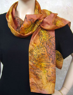 Long Silk Scarves painted over Australian Kangaroo designs