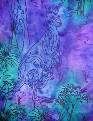 Long Silk Scarves painted over Australian Kangaroo designs