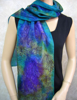 Long Silk Scarves painted over Australian Kangaroo designs