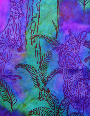Square Silk Scarves painted over Australian Kangaroo designs