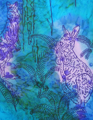 Square Silk Scarves painted over Australian Kangaroo designs