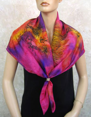 Square Silk Scarves painted over Australian Kangaroo designs