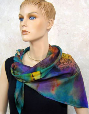 Square Silk Scarves painted over Australian Kangaroo designs