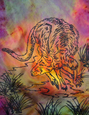 Square Silk Scarves painted over Australian Kangaroo designs