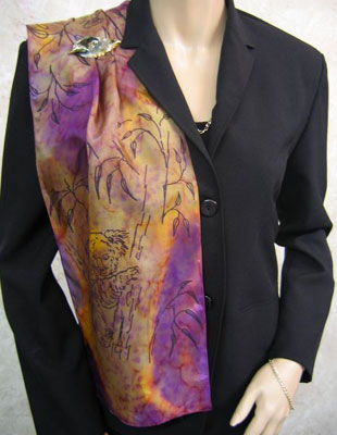 Long Silk Scarves painted over Australian Koala designs
