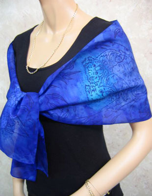 Long Silk Scarves painted over Australian Koala designs