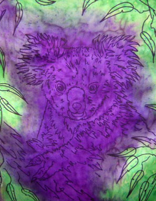 Long Silk Scarves painted over Australian Koala designs