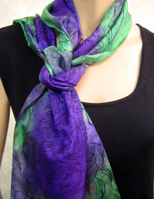 Long Silk Scarves painted over Australian Koala designs