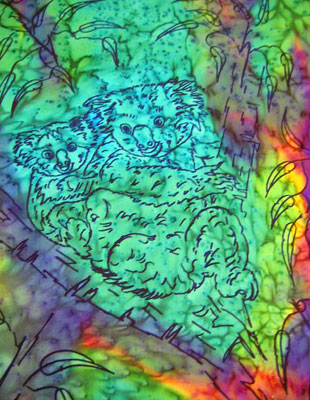 Long Silk Scarves painted over Australian Koala designs