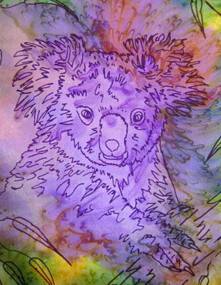 Long Silk Scarves painted over Australian Koala designs