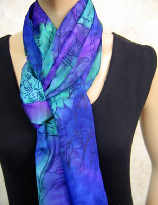 Long Silk Scarves painted over Australian Koala designs