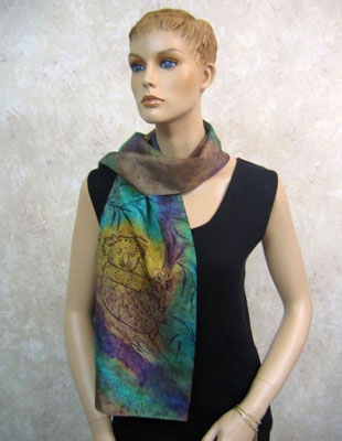 Long Silk Scarves painted over Australian Koala designs