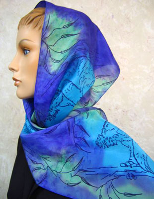 Long Silk Scarves painted over Australian Koala designs