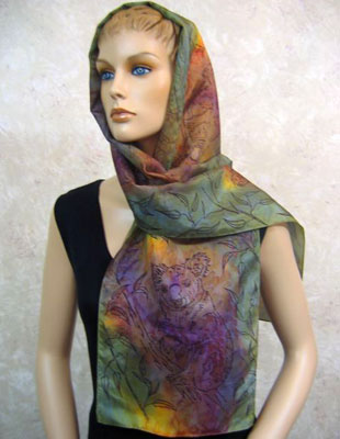 Long Silk Scarves painted over Australian Koala designs
