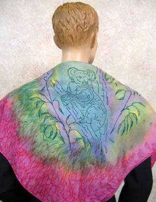 Square Silk Scarves painted over Australian Koala designs