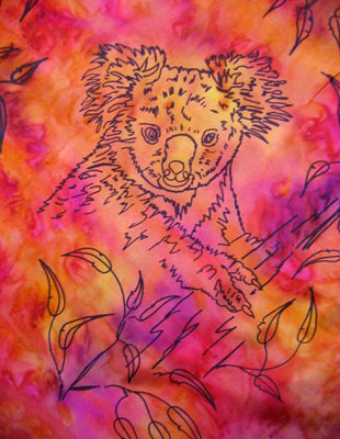 Square Silk Scarves painted over Australian Koala designs