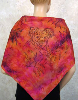 Square Silk Scarves painted over Australian Koala designs