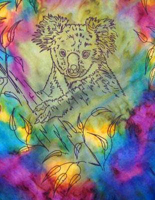 Square Silk Scarves painted over Australian Koala designs