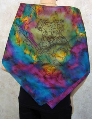 Square Silk Scarves painted over Australian Koala designs