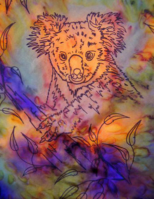 Square Silk Scarves painted over Australian Koala designs