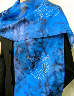 Silk Scarves hand painted over Celtic Luckenbooth designs