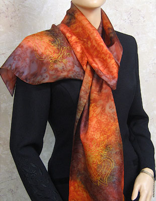 Silk Scarves hand painted over Celtic Luckenbooth designs