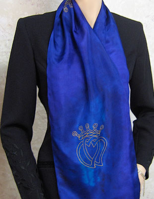 Silk Scarves hand painted over Celtic Luckenbooth designs