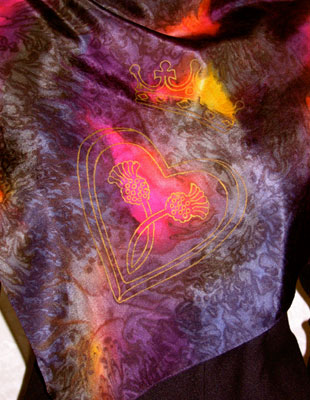 Silk Scarves hand painted over Celtic Luckenbooth designs