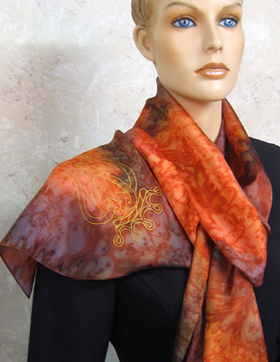 Silk Scarves hand painted over Celtic Luckenbooth designs