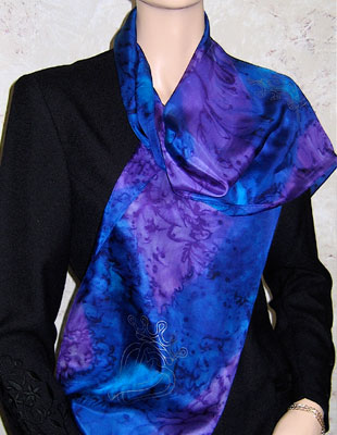 Silk Scarves hand painted over Celtic Luckenbooth designs